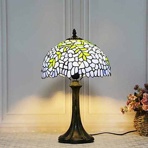 Tiffany Stil Tisch Licht Buntglas Lampe Schirm Lila Tulpe Blume Lesepult Licht 12 Zoll für Schlafzimmer Studie Wohnzimmer Studenten Büro,A