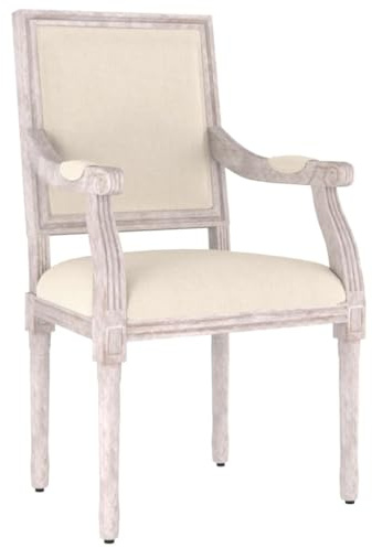 vidaXL Sessel, Stuhl für Wohnzimmer, Relaxsessel mit Holzbeinen, Polstersessel Relaxstuhl Polsterstuhl, Französischer Vintage Stil, Leinen