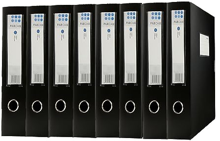 SHUESS 8 Pcs Box Files A4 - Black Box Folders for Paperwork A4 - Box File - Foolscap Box Files, File Organiser, 75mm Spine