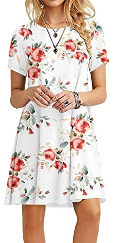 MOLERANI Summer Dresses for Women UK Casual T-Shirt Dress Short Sleeve Ladies Beach Dress