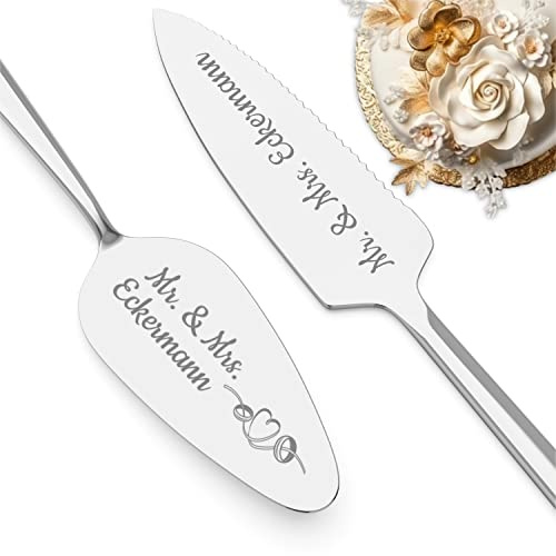 Geschenkfreude Tortenheber inkl. Tortenmesser mit Gravur Edelstahl | Hochzeitsgeschenke für Brautpaar, individuelles Hochzeitsgeschenk personalisiert, Torten -/ Kuchen Besteck Set zur Hochzeit