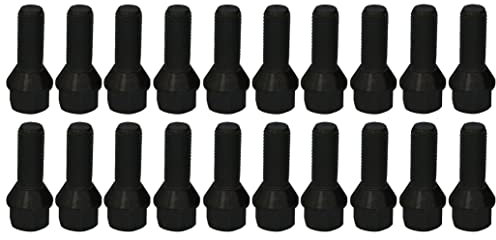 20 Radschrauben Radbolzen M14x1,25 28mm Kegelbund 60° SW17 Schwarz kompatibel mit BMW
