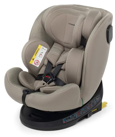 Foppapedretti Seggiolino Auto Circle I-Size, Seduta Girevole a 360°, per bambini da 40 a 150 cm di altezza, 0-12 anni, conforme ECE R129, Fissaggio Isofix e TopTether, Safe Body Protection, Sand