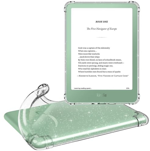 MoKo Hülle für Kindle 6 (11. Generation, 2024/2022), Klares Glitzerrosa | Ultradünne Klare Flexible Transparente TPU-Schutzhülle Bumper für die Rückseite