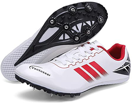 WouND Unisex Spiked Sprint Leichtathletik-Laufschuhe rutschfeste Turnschuhe Sprint-Spikes Gittergewebe Sommer Atmungsaktiv und bequem,Rot,40