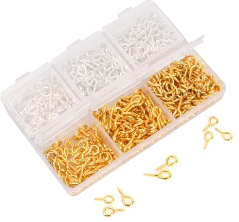 Wisebom Occhielli a Vite 400 Pezzi Mini Vite Perno Occhio Occhielli Metallici Placcato Cromo Bulloni a Occhiello Accessori per Artigianato Fai-da-Te Casa Creazione di Gioielli (3 Taglie)