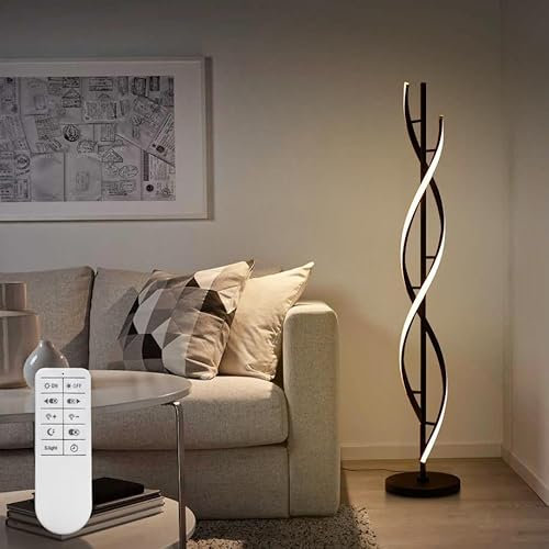 ELINKUME Lampadaire sur Pied Salon, Lampadaires LED Dimmable Moderne Spirale Design 30W Lampe Salon avec Télécommande, Lamp sur Pied pour Salon, Chambre à Coucher et Bureau