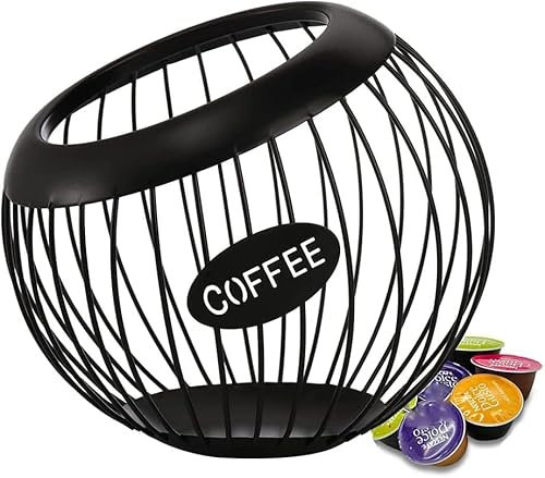 Dytabepl Soporte para estante de café, K-tazas y espresso de gran capacidad, cesta de almacenamiento para cápsulas de café de metal