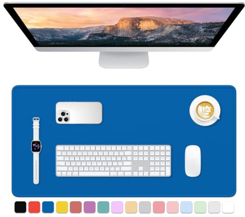 Dapesuom Large Gaming Mouse Pad, Extended Mouse Mat with Stitched Edges, Full Size Keyboard Pad with Non-Slip Base, Big XXL Computer Desk Mats for Gamer, Laptop, Office, 31.5 x 15.7 in, Dark Blue