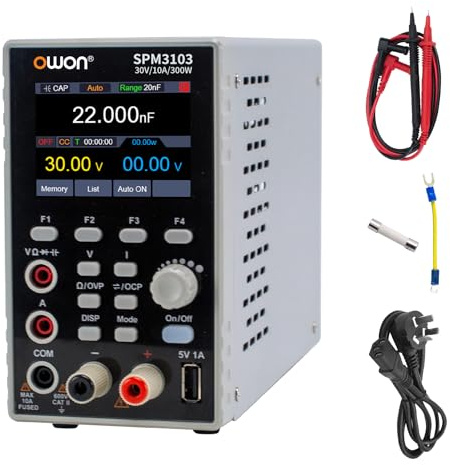 OWON SPM3103 2 in 1 Power Supply & Multimeter(0-30V,0-10A) DC Power Supply Variable, Bench Power Supply, with 2.8 inch High Precision LED, USB Interface Support SCPI, 4 1/2 Digital multimeter