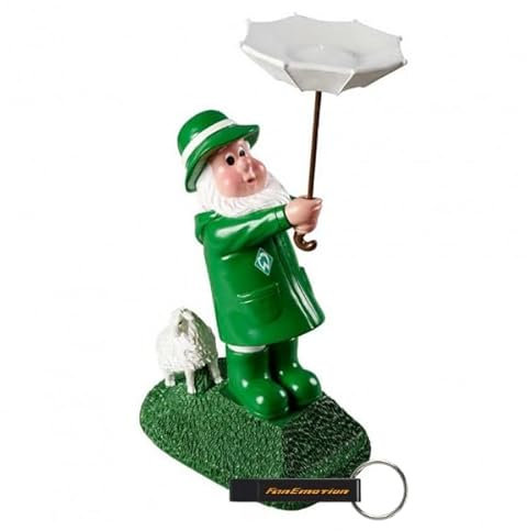 Werder Bremen SV Gartenzwerg + FanEmotion Flaschenöffner- Set (Gartenzwerg Deich, Ca. 16 X 11 X 30,5 cm)