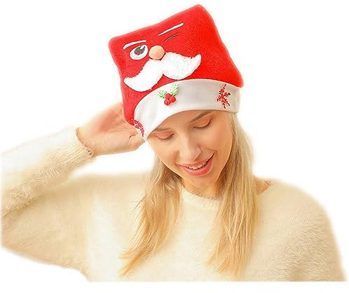 Blausky 1 Stück Weihnachtsmützen,Nikolausmütze,Weihnachtsmann Mütze,Santa Mütze,Vliesstoff Weihnachtsmütze,Nikolaus Fellrand Mütze,für Weihnachtsfeiern Weihnachtsdekoration,BuntS,37x28cm