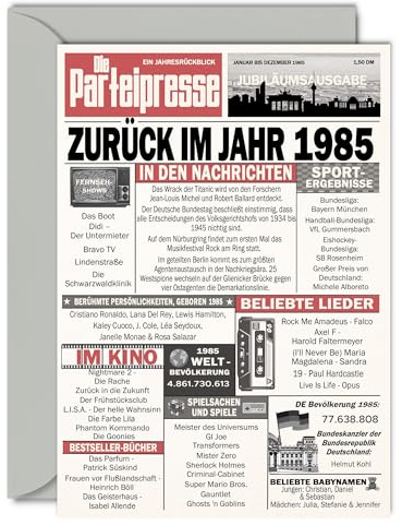 Stuff4 41. Geburtstagskarten für Männer Frauen - Zurück im Jahr 1985 Zeitung - 40 Alles Gute zum Geburtstag Jahrestag Hochzeitstag Karte Vintage Jahrgang Geboren 1985 A5 Glückwunschkarten