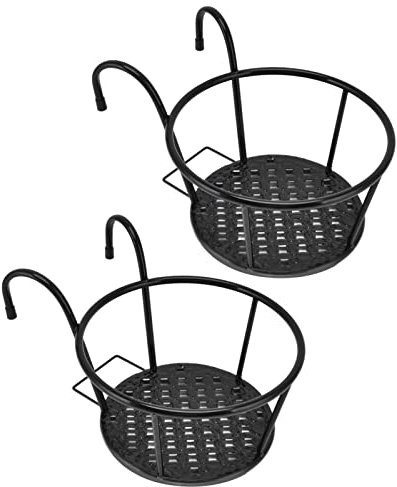 HELEVIA 2 Vasi da Fiori Sospesi, Porta Piante Multiuso in Ferro, per Ringhiera Sospesa, per Patio, Balcone, Portico