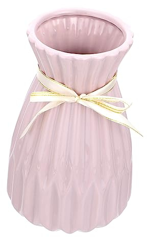 PRETYZOOM Modern White Paper Folding Ceramic Vase Smooth Plant Container for Desktop Decor Flower Pot for Office Home