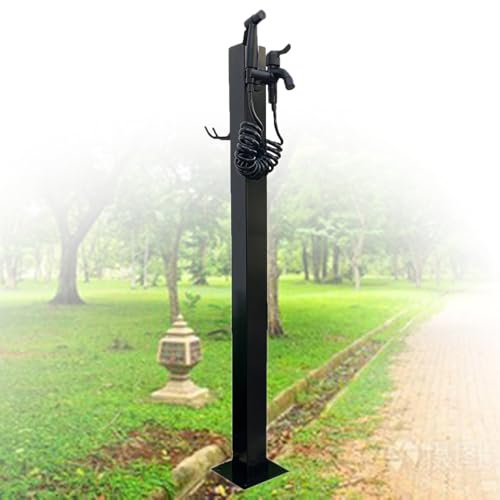 ExoticaBlend Colonna d'Acqua da Giardino in Acciaio Inox per Esterni, Fontana Indipendente con Supporto per Gancio per Tubo Flessibile, Colonna d'Acqua da Giardino Antigelo,Square-H