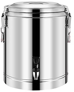 KUANGGE Stainless Steel Stockpot 15-80L Double-Walled Beverage Dispenser Stainless Steel Heat Insulation Barrel, Large Capacity Commercial Insulated Bucket with A Single Faucet, for Milk, Coffee, So