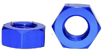 Sechskant-Vollmutter, Sechskant-Vollmuttern, Flanschmuttern, 10 Stück M3 M4 M5 M6 Bunte Sechskant-Sechskantmutter-Sicherungsmutter aus Aluminiumlegierung(Blue,M4)