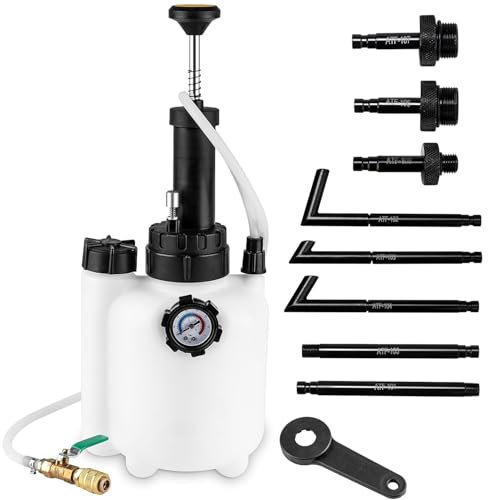 TINMAGI 3L Getriebeölfüllgerät, Getriebeölpumpe Öltransferpumpe Befüllsystem, Getriebeflüssigkeitspumpe, Flüssigkeitstransferpumpe Werkzeug mit 8 Adaptern