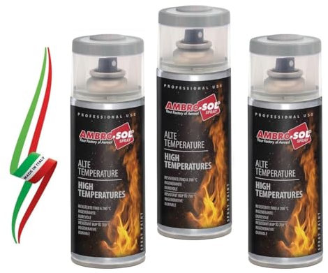 Generico SET 3 BOMBOLETTE SMALTO SPRAY ALLUMINIO ALTA TEMPERATURA 400ml MADE IN ITALY