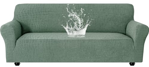Ystyle Stretch Sofa Überzug 3 Sitzer, Wasserabweisend Elastisch Couch Bezug Mit Armlehnen, Universal Sofaschoner rutschfest für Hunde Katzen und Haustiere, Waschbare Sofa Cover, Hellgrün