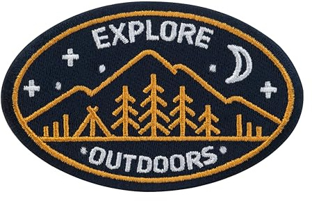 Urbanski Patch Outdoor Camping Adventure – Bergmotiv Badge Abzeichen für Rucksack, Jacke & Kleidung zum Aufbügeln | Aufnäher Applikation Bügelbild (Explore Outdoors)