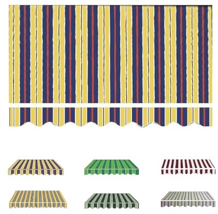 GFYHTN Patio Awning Fabric Replacement for 10' 12' 13', Waterproof Sunshade Awning Cover, Sunshade Shelter Canvas for Yard Deck Balcony(Stripe 1,8x6.5ft/2.5x2m)