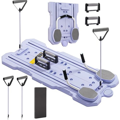 Pilates Board Für Zuhause , 5 in 1 Faltbares Multifunktionales Reformer Board , Yoga & Krafttraining Bauchtrainer & Widerstandsbändern, Ganzkörpertraining Reformer Pilates Maschine