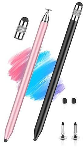 2Pack 3 IN1 AMZ Tablet Pen for Fire HD 10 Stylus, Fire Max 11 Pen, Fire Tablet Stylus Pen for Fire Kids&Kids Pro, Touch Screen Stylus with 6*Tips (3IN1-Black+Rosegold)