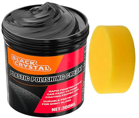 Weldphur Rinnovatore per plastice, 300g Lucidante per plastice E Gomme Auto Moto con Spugna, Rinnovante E Protettivo per Plastiche di Auto E Moto, Rinnova Paraurti Autos Nero Plastiche Autos