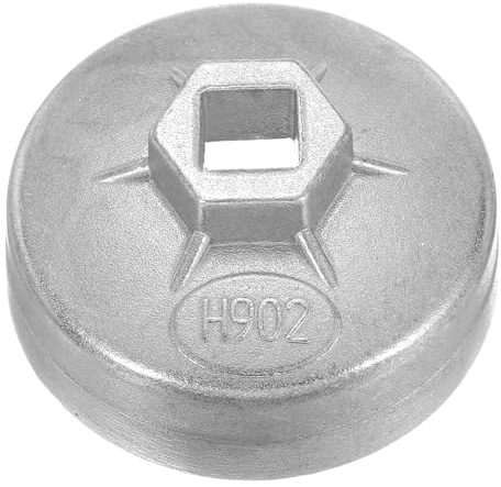 sourcing map Llave de tapa de filtro de aceite, 14 flautas, 67 mm de diámetro interior, 1/2 pulgada, unidad cuadrada de aluminio, herramienta de extracción de enchufe de filtro de aceite métrico para