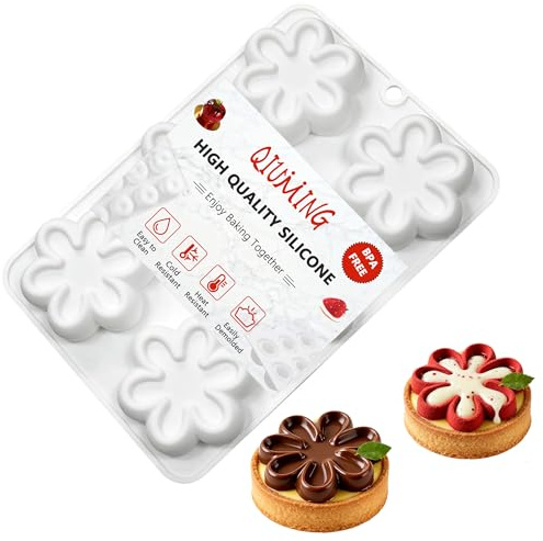 QIUMING Moule à gâteau en silicone en forme de pétales Circulaire Mousse Silicone Moules gâteau D Bakeware Moule DIY moulessilicone gâteaux 3D pour Chocolat pour Chocolat Dessert (Style 4)