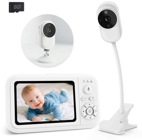 NUOTUN Babyphone Camera con Clip e Supporto per Letto, 1080P Camera Bebe Sorveglianza Senza WiFi, Visione Notturna (63-EU)