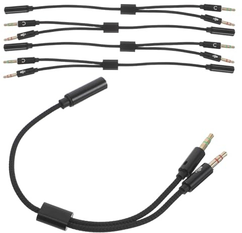 Alipis Adattatore Splitter Cuffie e Microfono 5 Pezzi Cavo a Y 35 MM Jack Stereo Mini Adattatore per PC Karaoke e Gaming Compatto e Resistente per Uso Portatile e Streaming