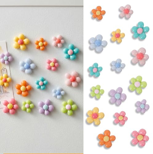16 Pcs Decorative Fridge Magnets, Colorful 3D Flower Magnets for Fridge, Funny Flower Magnet for Office Kitchen Locker