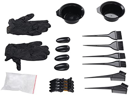 LDAUYZLING Kit de tinte para el cabello, 26 Uds., cuenco para teñir el cabello, cepillo para teñir, cubierta para las orejas, guantes, juego de tinte para el cabello para salón de