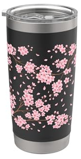 Flor de cerezo floreciente Sakura Japón Arte japonés Vaso térmico de acero inoxidable de doble pared
