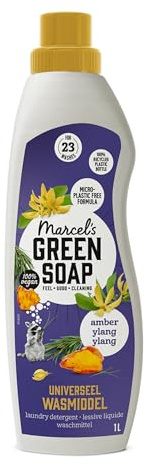 Marcel's Green Soap – Flüssig Waschmittel Amber & Ylang Ylang - Für weiße und bunte Wäsche - Vegan - Nachfüllbar - 23 Waschgänge - 1L
