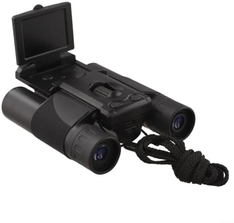 Binocolo con fotocamera digitale 10 x 25, risoluzione 5 MP, video 1080p, schermo LCD da 2 pollici, design compatto per caccia, uccelli, eventi sportivi (nero)
