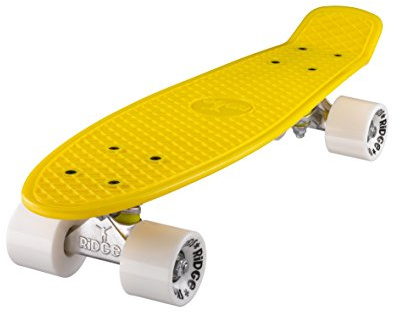 Ridge Skateboards 22 Mini Cruiser Skateboard, Giallo/Bianco
