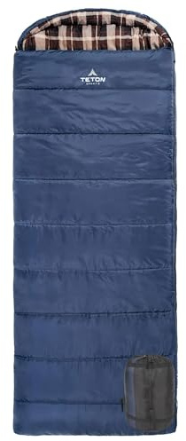 Teton Celsius XL -25F Sleeping Bag; Cold Weather Sleeping Bag; Great for Family Camping; Free Compression Sack Blue, Left Zip