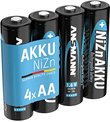 ANSMANN 4x Batterie ricaricabili stilo - nichel zinco AA 1600 mAh 1,6 V - ricarica rapida fino a 1000 cicli di ricarica per telecomando torcia