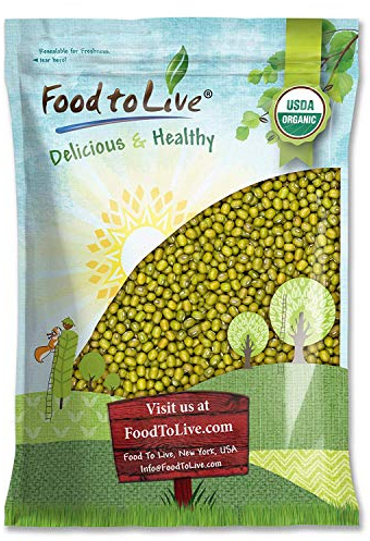 Food to Live Organic Mung Beans, 10 Pounds – Non-GMO, Whole Dried Beans, Green Gram, Sproutable, Kosher, Sirtfood. Good Source of Fiber and Protein.