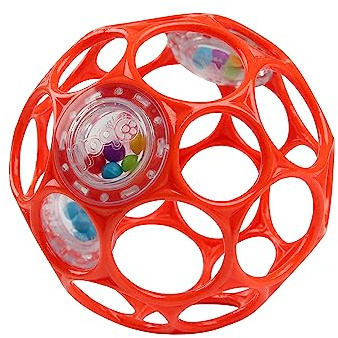 Bright Starts Oball Easy-Grasp Rattle BPA-Free Infant Toy in Red, Age Newborn and up, 4 Inches