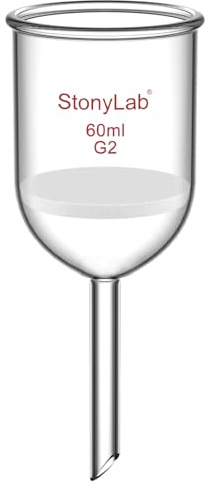 StonyLab Borosilicate Glass Embudo de filtración Buchner con Frit medio, Diámetro del disco de 30 mm, Profundidad de 90 mm, con junta interna cónica estándar 24/40-60ml