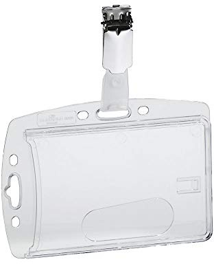 DURABLE Ausweishülle, mit Clip, Hartplastik, 85 x 54 mm, transparent (25 Stück), Sie erhalten 1 Packung á 25 Stück