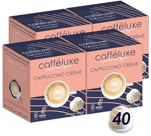 Cafféluxe Capuccino Coffee Pods – Compatible with Dolce Gusto Machines, One Coffee Pod Solution – 40 Beverage Capsules