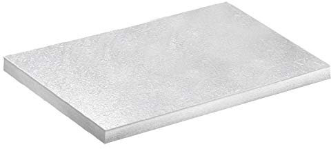 dekora - Base para Tartas Rectangular - Medidas 35 x 30 x 1,2 cm - Bandeja de Cartón Rígido Recubierto con Papel de Aluminio - Apto para Contacto Alimentario y Reutilizable - Color Plata