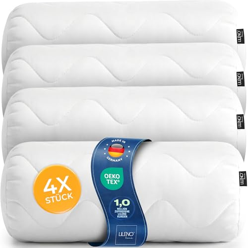 LILENO HOME Nackkudde 15 x 40 cm, uppsättning om 4 – quiltad nackkudde 15 x 40 cm – lämplig för allergiker – polyesterkudde som soff-, fåtölj- eller loungekudde