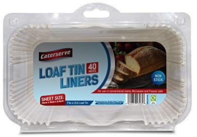 Caterserve 40 Loaf Tin Liners | Fits 2lb Loaf Tins for Baking | Non-Stick Bread Tins | Baking Paper Compatible with Conventional Ovens,Air Fryer, Microwaves, | Ideal for Home Use, Catering